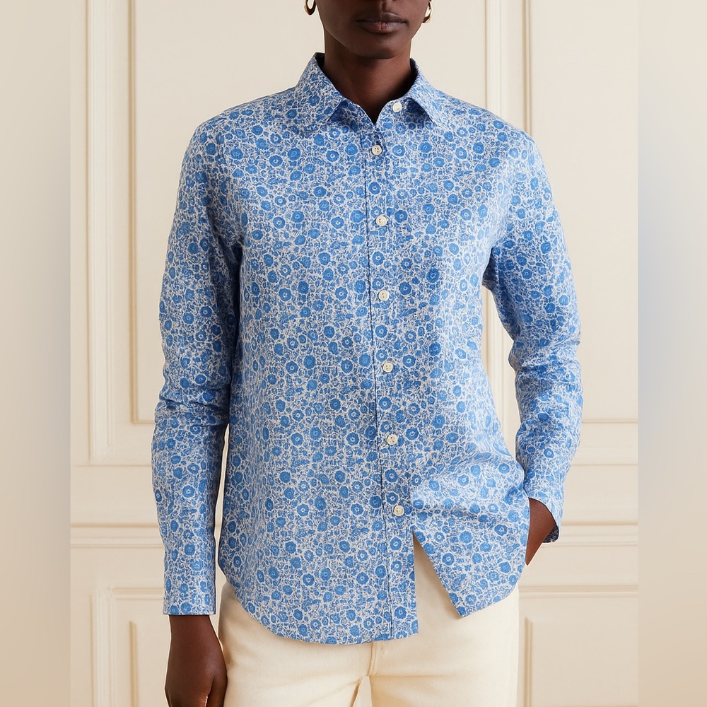 NWT J.Crew Slim-Fit Shirt Liberty D'Anjo Coast Fabric Blue Floral Long Sleeve 6